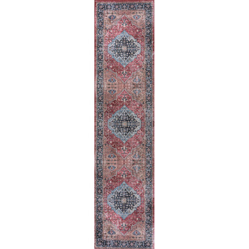 Alacati Ogee Medallion Washable Area Rug
